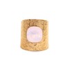 Bague ajustable martelée en acier dorée ornée de cristaux Swarovski avec pierre Crystal rose - vue V1
