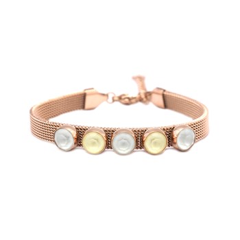 Bracelet en acier cuivré orné de cristaux Swarovski avec pierres Crystal vert et jaune