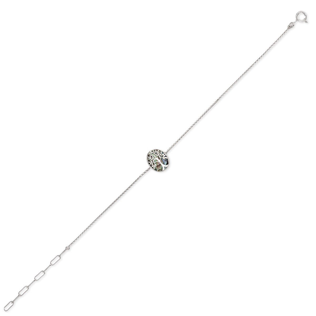 Bracelet ADEN réglable Nacre abalone Argent 925-000 Rhodié Ovale - vue 3