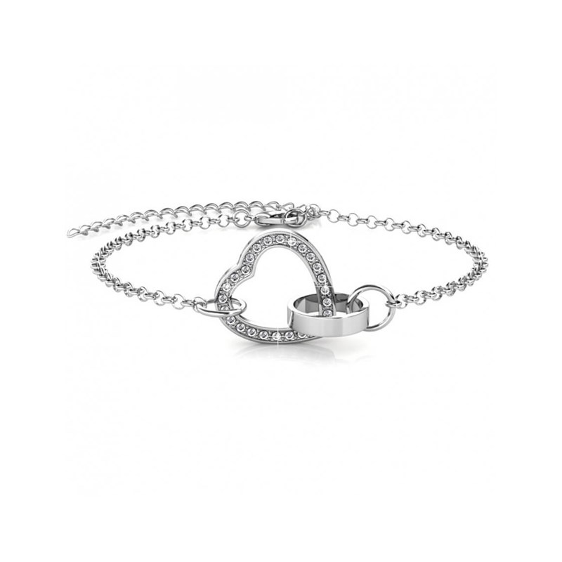 Bracelet Locked Heart - Argenté et Cristal