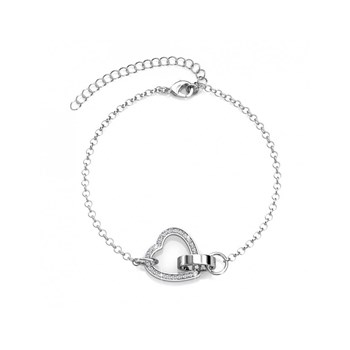 Bracelet Locked Heart - Argenté et Cristal