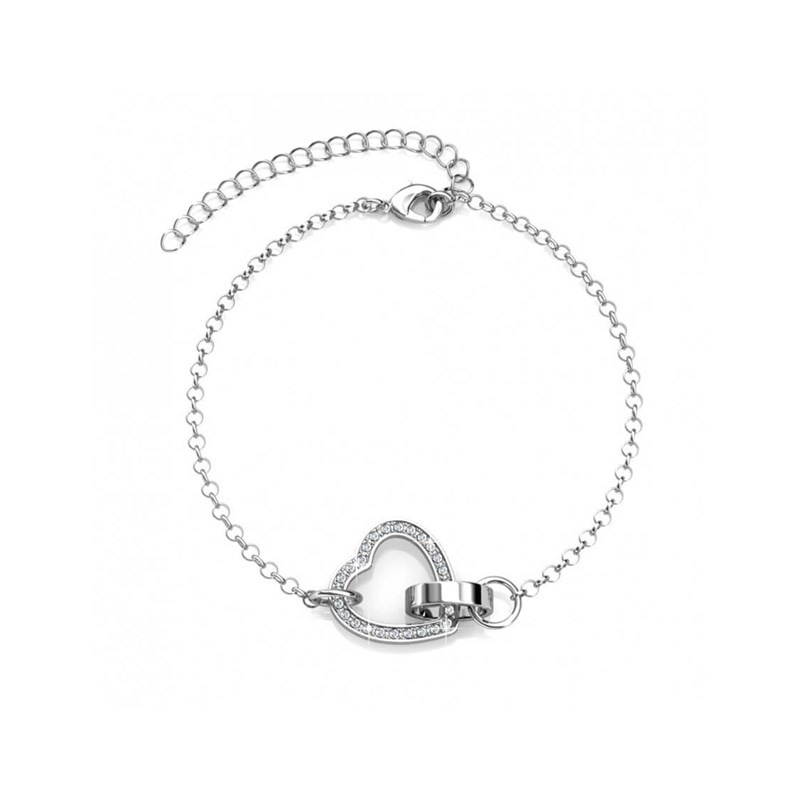 Bracelet Locked Heart - Argenté et Cristal - vue 3