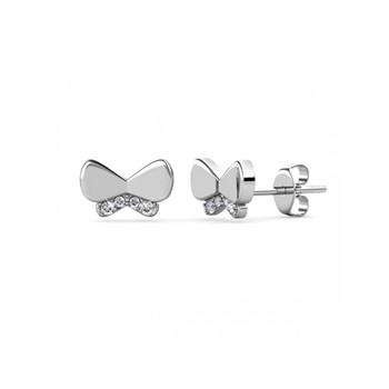 Butterfly Bow Earrings - Silver and Crystal
