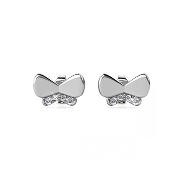 Butterfly Bow Earrings - Silver and Crystal