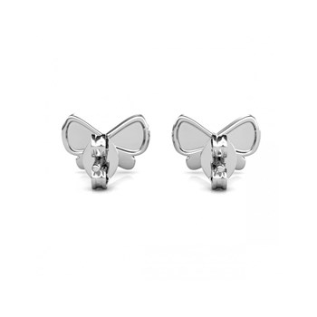 Butterfly Bow Earrings - Silver and Crystal
