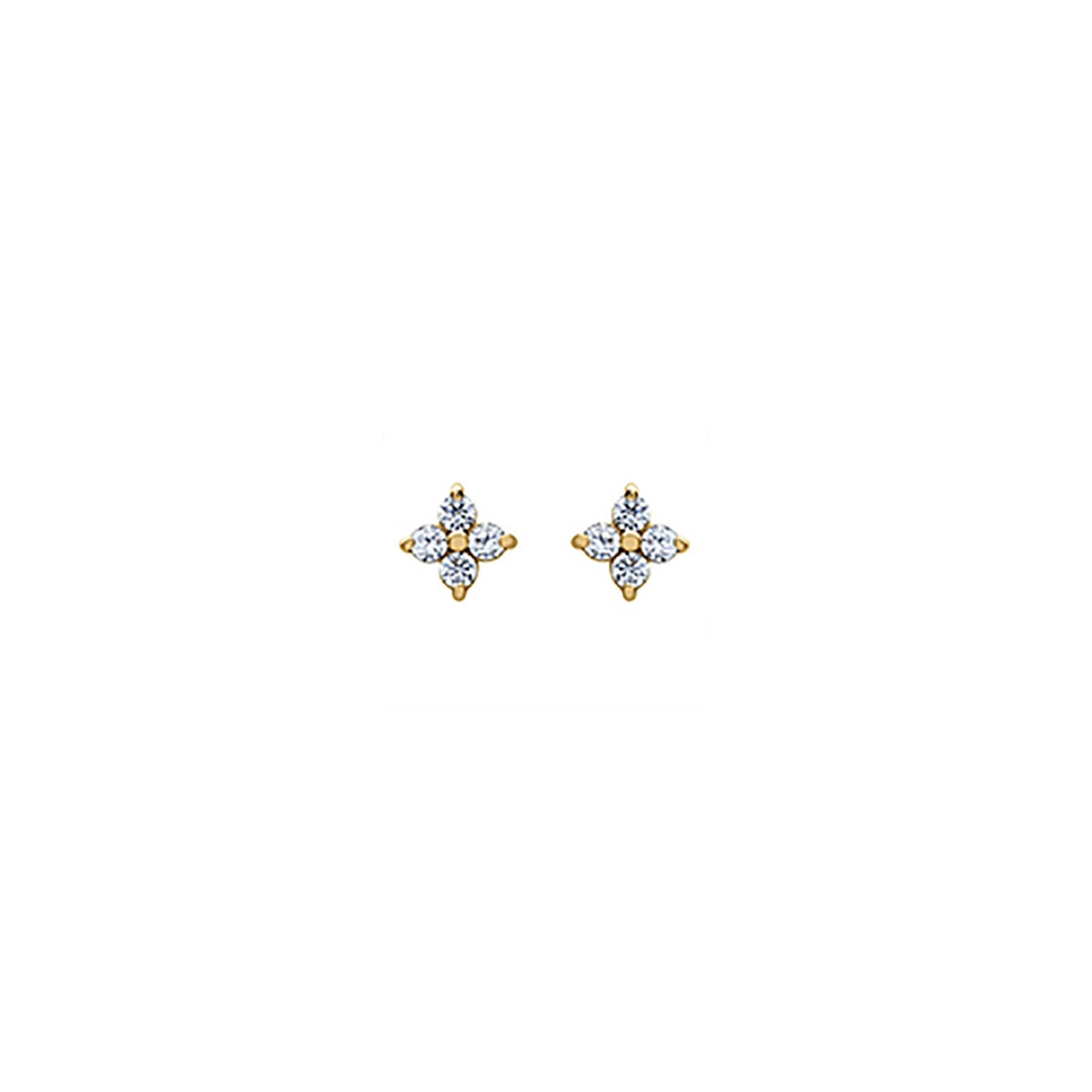 Boucles d'oreilles fleurs oxydes or 18 carats