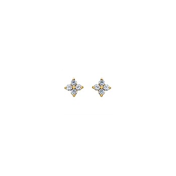 Boucles d'oreilles fleurs oxydes or 18 carats