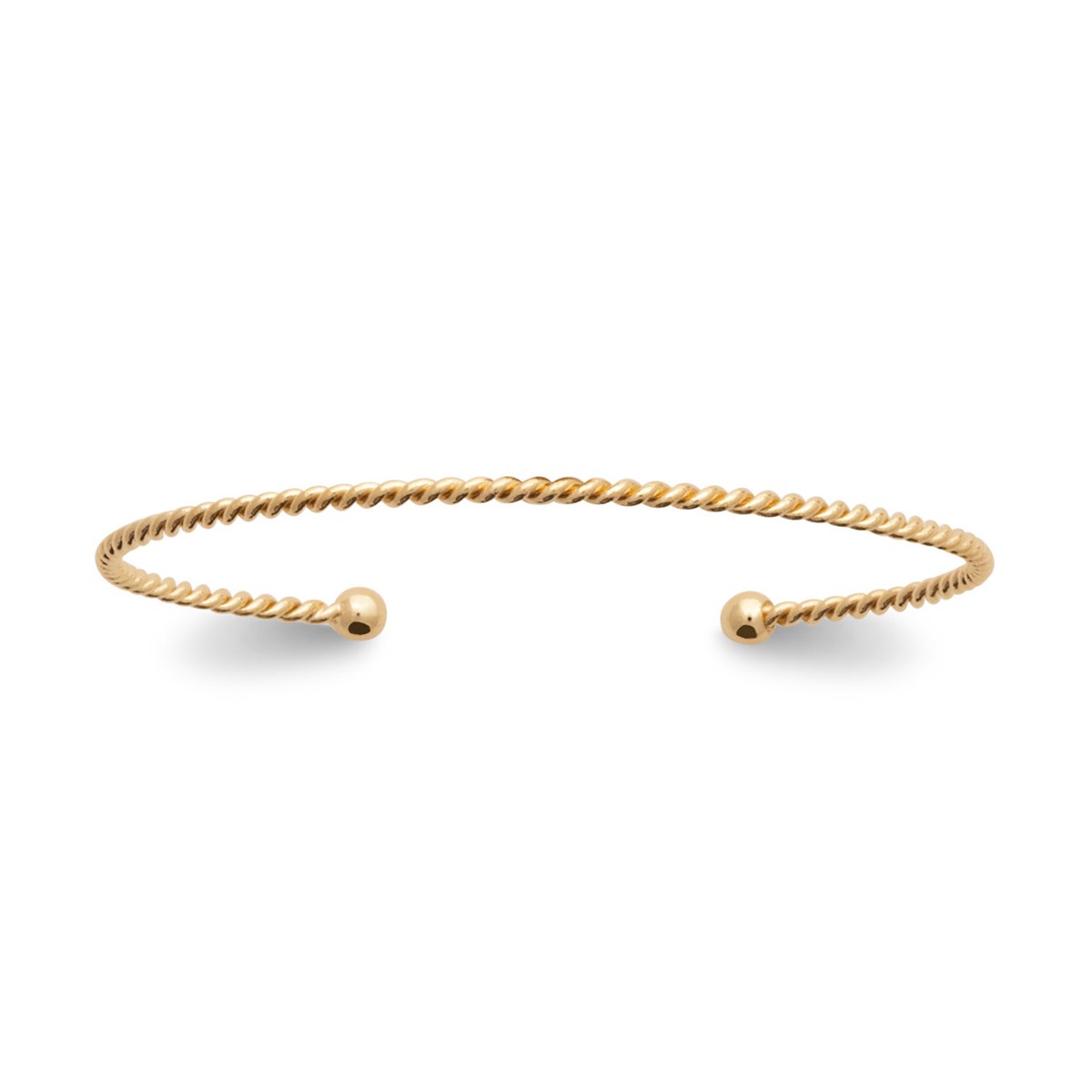 Bracelet jonc Brillaxis ouvert fil torsadé plaqué or
56mm