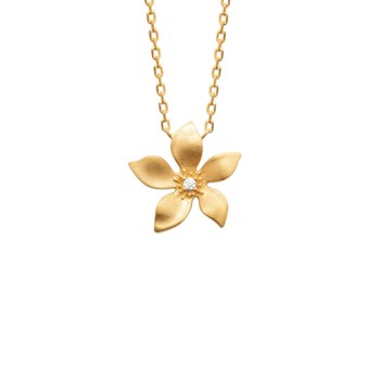 GARANCE yellow gold plated feur necklace - Bijoux Privés Discovery
