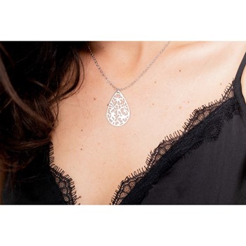 Collier mono-motif en Acier 316L - blanc brillant