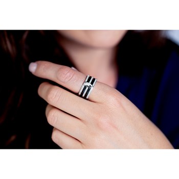 Bague en Argent 925 millièmes et céramique - blanc brillant