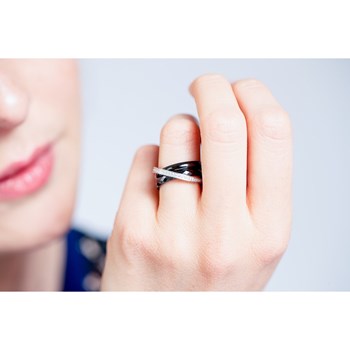 Bague en Argent 925 millièmes et céramique - blanc brillant