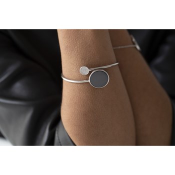 Jonc ouvert en Argent 925 millièmes et céramique - blanc brillant