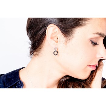Boucles d'oreilles pendantes en Argent 925 millièmes et céramique - blanc brillant