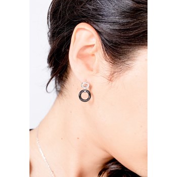 Boucles d'oreilles pendantes en Argent 925 millièmes et céramique - blanc brillant