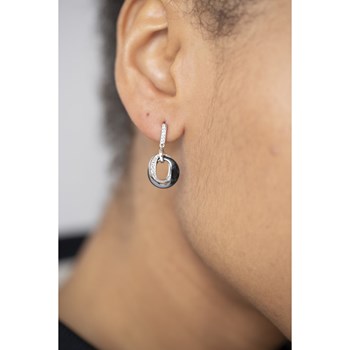 Boucles d'oreilles pendantes en Argent 925 millièmes et céramique - blanc brillant