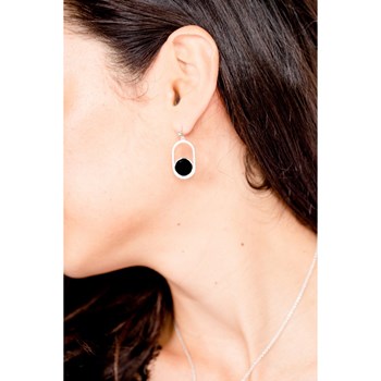Boucles d'oreilles pendantes en Argent 925 millièmes et céramique - blanc brillant
