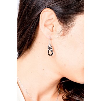 Boucles d'oreilles pendantes en Argent 925 millièmes et céramique - blanc brillant