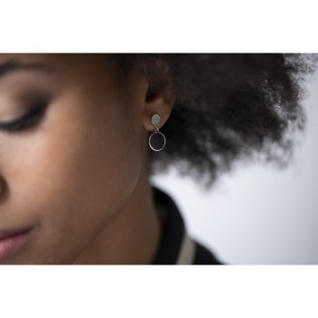 Boucles d'oreilles pendantes en Argent 925 millièmes et céramique - blanc brillant