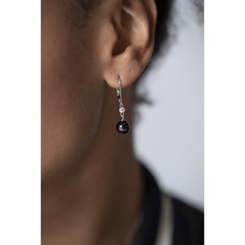 Boucles d'oreilles pendantes en Argent 925 millièmes et céramique - blanc brillant