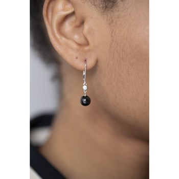 Boucles d'oreilles pendantes en Argent 925 millièmes et céramique - blanc brillant