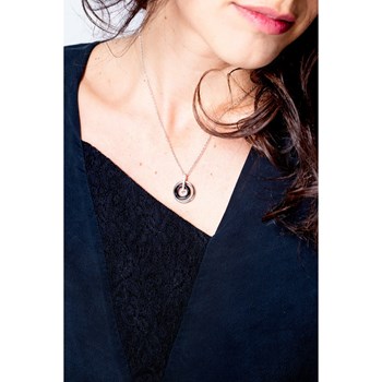 Collier mono-motif en Argent 925 millièmes et céramique - blanc brillant