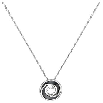 Collier mono-motif en Argent 925 millièmes et céramique - blanc brillant