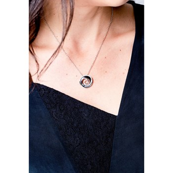 Collier mono-motif en Argent 925 millièmes et céramique - blanc brillant