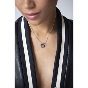Collier mono-motif en Argent 925 millièmes et céramique - blanc brillant