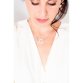 Collier mono-motif en Argent 925 millièmes et céramique - blanc brillant