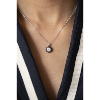 Collier mono-motif en Argent 925 millièmes et céramique - blanc brillant