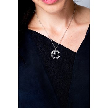 Collier mono-motif en Argent 925 millièmes et céramique - blanc brillant