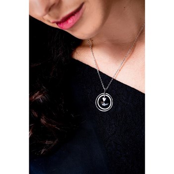 Collier mono-motif en Argent 925 millièmes et céramique - blanc brillant