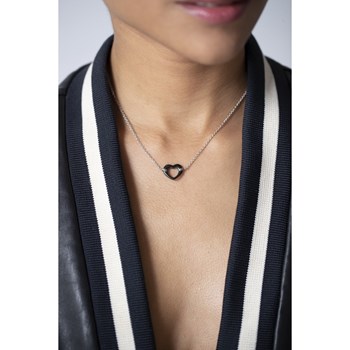 Collier mono-motif en Argent 925 millièmes et céramique - blanc brillant