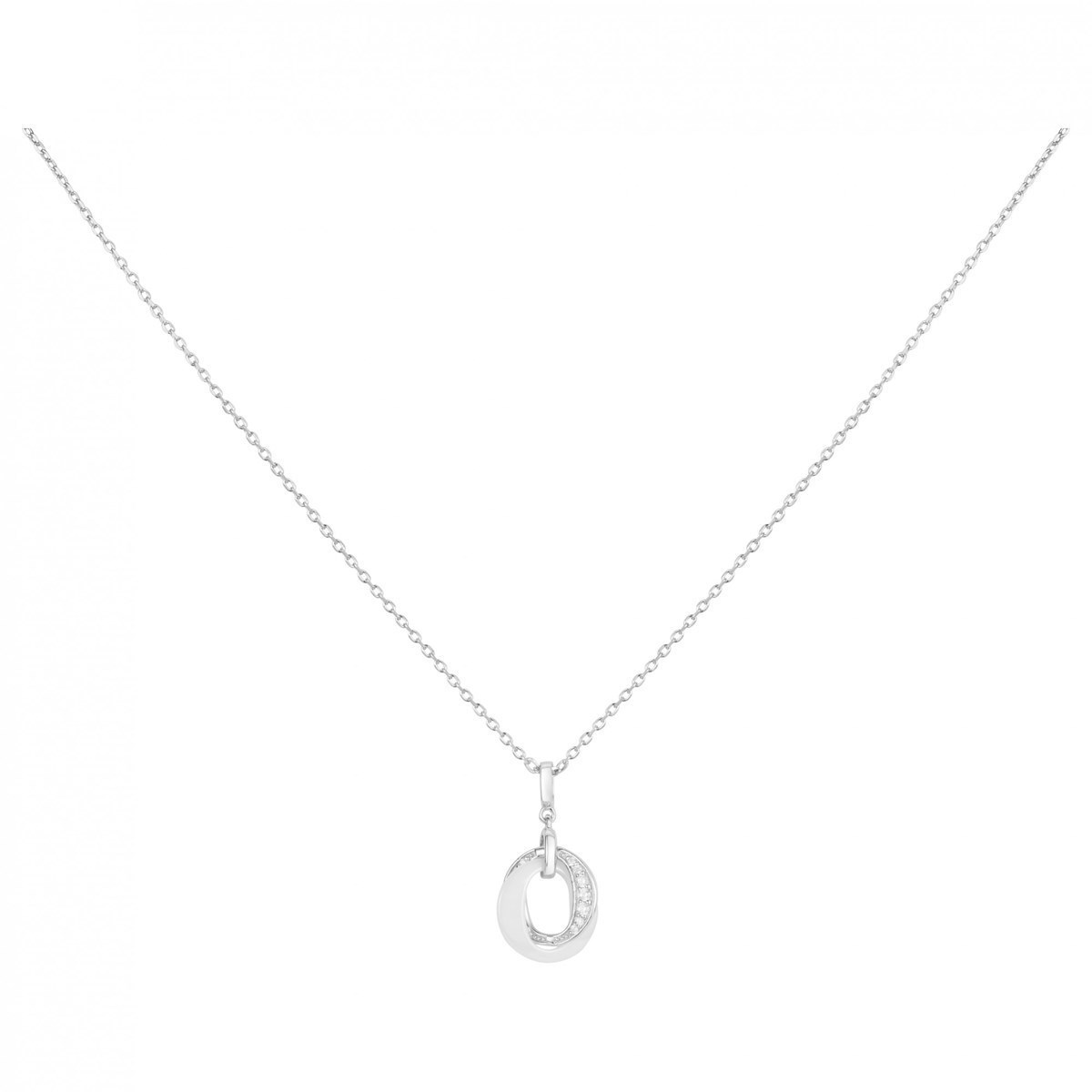 Collier mono-motif en Argent 925 millièmes et céramique - blanc brillant