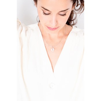 Collier mono-motif en Argent 925 millièmes et céramique - blanc brillant