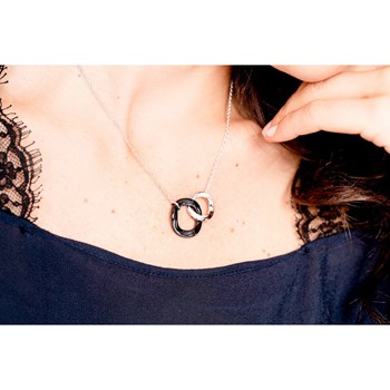 Collier mono-motif en Argent 925 millièmes et céramique - blanc brillant