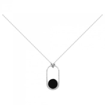 Collier mono-motif en Argent 925 millièmes et céramique - blanc brillant
