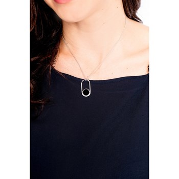 Collier mono-motif en Argent 925 millièmes et céramique - blanc brillant