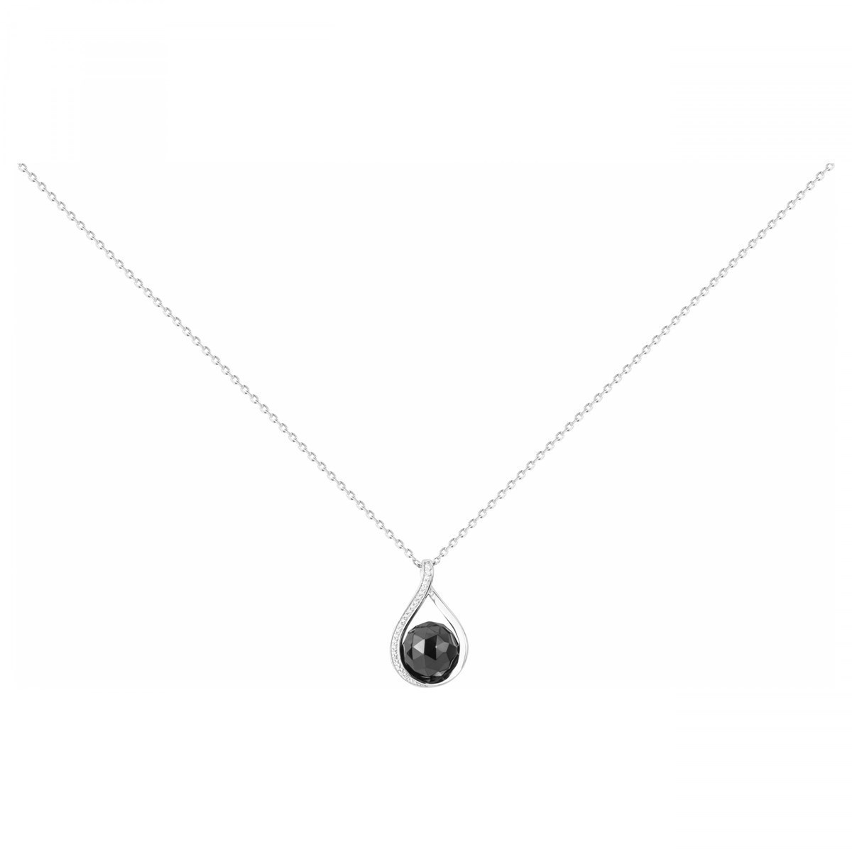 Collier mono-motif en Argent 925 millièmes et céramique - blanc brillant