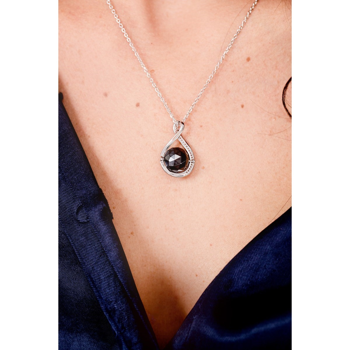 Collier mono-motif en Argent 925 millièmes et céramique - blanc brillant - vue 3