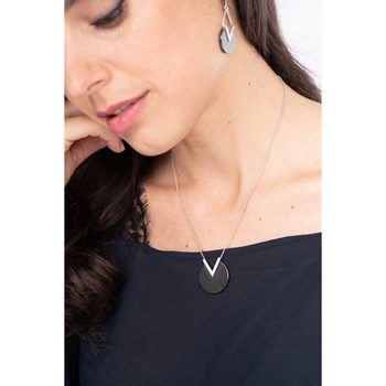 Collier mono-motif en Argent 925 millièmes et céramique - blanc brillant