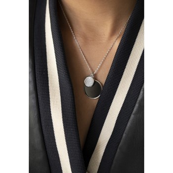 Collier mono-motif en Argent 925 millièmes et céramique - blanc brillant