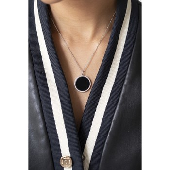Collier mono-motif en Argent 925 millièmes et céramique - blanc brillant