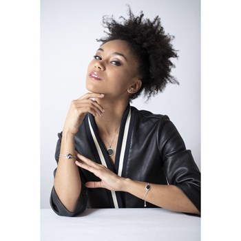 Collier mono-motif en Argent 925 millièmes et céramique - blanc brillant