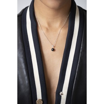 Collier mono-motif en Argent 925 millièmes et céramique - blanc brillant