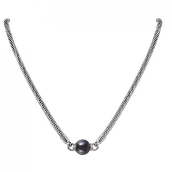 Collier mono-motif en Acier 316L et céramique - blanc brillant