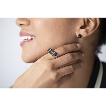 Bague en Acier 316L et céramique - blanc brillant
