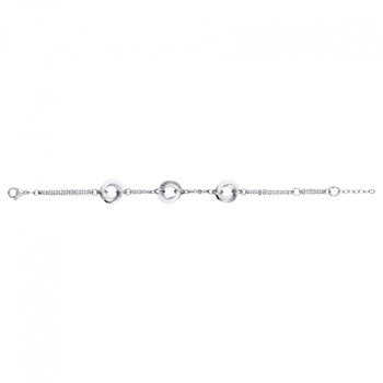 Bracelet souple mono-motif en Acier 316L et céramique - blanc brillant
