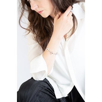 Bracelet souple mono-motif en Acier 316L et céramique - blanc brillant